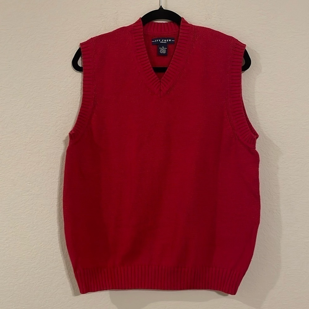 Ivy Crew Men Vest Medium Red 100% Cotton Contemporary Classic Academia Preppy